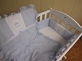 Baby Doll Bedding Gingham Port-a-Crib Bedding Set, Rocking Horse Blue