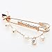 Maikun Dimante Pearl Golden Plated Pin Brooch Broach Breastpin Dress Brooch Pin Clip