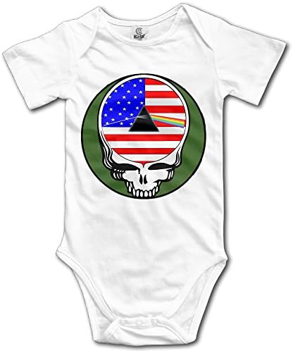 DHome Rose Pink Skull Short-sleeve Newborn Soft Jumpsuit Bodysuit Outfits Clothes White 12 Months