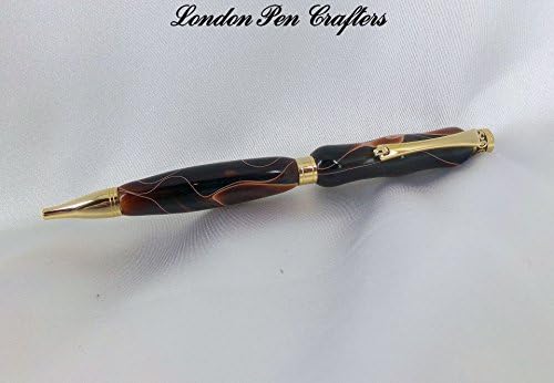 Hand Crafted Chic-Slim -Line Twist Pen w/24k Gold Hardware and Chocolate Swirl Acrylic