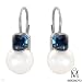 Mikimoto 18K White Gold Pearl and 2.25 CTW Topaz Ladies Earrings. Length 26.5 mm. Total Item weight 9.5 g.