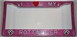 Paw Prints Pink Glitter I Love My Rottweiler Frame