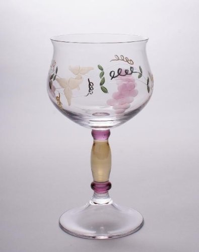 Set Of Four (4) - Romanian Crystal Glassware/Barware - Etched Grape Vine Pattern - Georgio Design - 10 Oz Red Wine Goblet Glasses