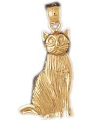 Dazzlers Solid 14k Gold Cat Charm Pendant Available in three colors from jewelsberry (weights: 2.1 grams only)