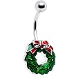 Holiday Christmas Wreath Belly Button Ring