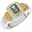 Sterling Silver and 14K Yellow Gold Aquamarine Ring