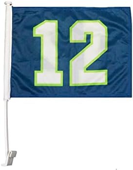 Seattle Seahawks 12th Fan Double SidedCar Flags (Navy 12th)