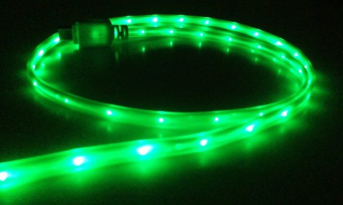 CablesFrLess LED Light Up Illuminating 3ft Micro B USB Charging / Data Sync Cable fits Android Tablets and Phones Samsung Galaxy, reverb, lg, blackberry, motorola ZTE (Green)