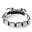 White Crystals Black Macrame Beaded Square Shamballa Unisex Bracelet