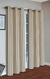 Grommet-Ring Striped Insulated Drapes / Only 84