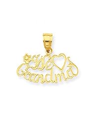 14k Yellow Gold We Love Grandma W/ Heart Grandma Pendant