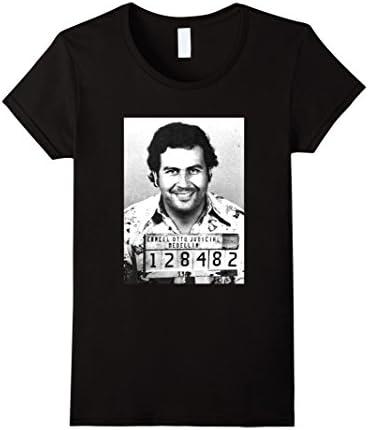 Women's Pablo Escobar T-shirt - Drug Lord Pablo Mugshot Tee Shirt Small Black