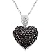 Sterling Silver Black and White Diamond Puffed Heart Pendant (1 cttw, I-J Color, I2-I3 Clarity), 18