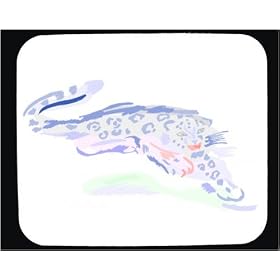 Mouse Pad with mammal, snow, jumping, cat, animal, feline, leopard