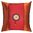 Decorative Handmade Silky Red & Rust Orange Cushion Cover / Pillow Sham - Golden Sunflower Design