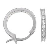 Sterling Silver Polished Earrings w/ Channel Set CZ Stones
