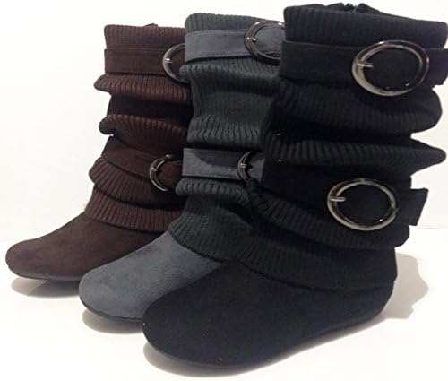 Lucky Top Girls Bank-21K Slouch Double Buckle Suede Boots With Zipper