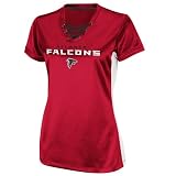 NFL Women's Atlanta Falcons Draft Me IV Short Sleeve V-Neck Synthetic Tee (Bright Cardinal/White/Black, X-Large)