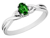 Jewelry : Emerald Gemstone Ring with Diamonds in White Gold