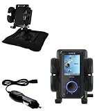 Sandisk Sansa E260 Auto Bean Bag Dash Holder with Car Charger - Uses Gomadic TipExchange