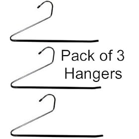  Open End Trouser Hangers Set of 3 Chrome Black Vinyl Storage Closet Organizer