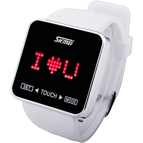 Foxnovo Waterproof Touch Screen Boys Girls Sport LED Digital Wrist Watch (White)