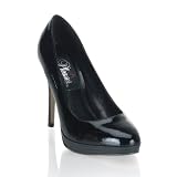 4 1/4 Inch Sexy Black Shoe High Heel Stiletto Plain Pump Patent Leather