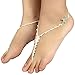 2pcs Beach Wedding Themed Ivory Pearl Crystal Rhinestone Starfish Barefoot Foot Jewelry Anklet