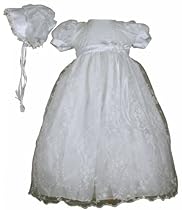 Hot Sale White Embroidered Tulle Christening Baptism Gown - Size XS (0-3 Month)