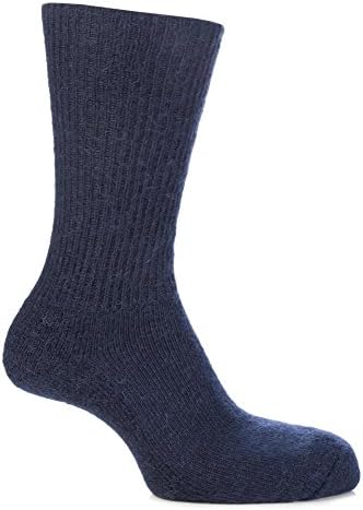 SockShop of London Men's and Ladies' Mohair Ribbed Socks with Cushioning (1 Pair)-Navy-Size 9-11