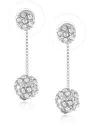 Anne Klein "All that Glitters" Silver-Tone and Crystal Fireball Drop Earrings