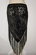 Burnout Velvet Triangle Hip Scarf/Shawl with Fringe (Black)