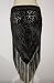 Burnout Velvet Triangle Hip Scarf/Shawl with Fringe (Black)