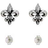 Sterling Silver Fleur De Lys Stud Earrings, 1/4 in. (7mm)