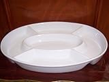 Fine Porcelain Elegant White Eclipse Divided Party Platter -- Dishwasher and Microwave Safe -- 15.5