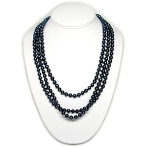 HinsonGayle Ultra-Luster Black Pearl Rope Necklace 65 inches by