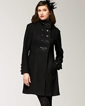 Leather Trimmed Wool Military Jacket