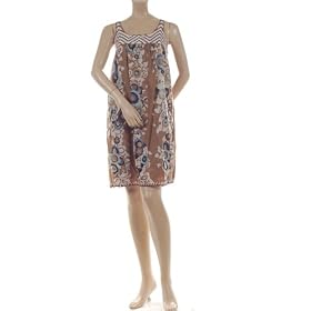BCBG JUTE VOILE PRINT CROCHET DAY DRESS NEW L