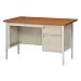 Sandusky 600 Steel Single Pedestal Contemporary Desk, 60" Length x 30" Width x 29-1/2" Height, Putty/Medium Oak