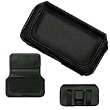 Executive Black Horizontal Leather Side Case Pouch with Belt Clip and Belt  ....