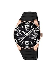 Lotus Womens Quartz Watch with Black Dial Analogue Display and Black Rubber Strap 15862/3