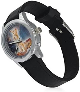 Birthday/Christmas Day Gifts Cute Space Cat On Meat Kid's Leather Strap Watch