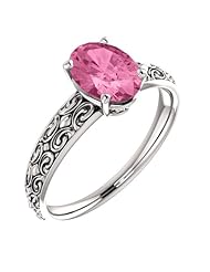 18K White Gold 8.00x6.00mm Oval Cut Pink Sapphire Ring -- LIFETIME WARRANTY