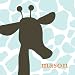 sweet boy giraffe: personalized canvas nursery art : 16 x 16