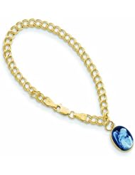 Genuine 14K Yellow Gold Wings Of Love1 Agate Guardian Angel Charm Bracelet 100% Satisfaction Guaranteed.