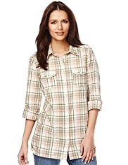 Indigo Collection Pure Cotton Oversized Checked Shirt