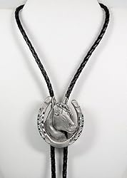 Diamondcut Pewter Horseshoe Horse Bolo Tie