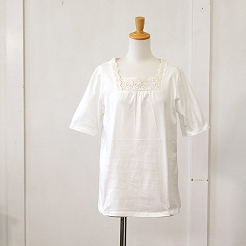 (エリフェ) ELLIFE レース刺繍　スクエアネック５分袖プルオーバー