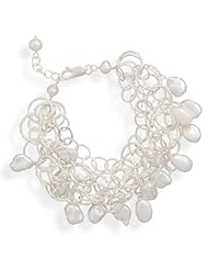 Sterling Silver 7 Inch Plus 1 Inch Extension 5 Strand Bracelet with Cultured Freshwater Pearls