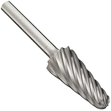PFERD 14 Degree Taper Carbide Bur, Clog-Resistant, Uncoated (Bright) Finish, Single Cut, Radius End